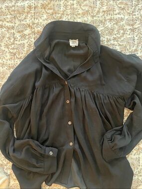 dRA Relaxed Black Button-Front Women’s Blouse
